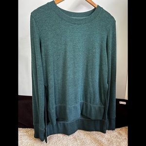 ALO dark green sweater w/ slit side